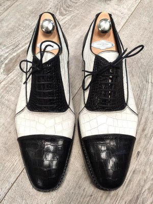 Custom faux-croco spectator handmade shoes (4)